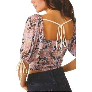 FREE PEOPLE Back On Top Floral Top with Square Neck in ‘Soft Combo’ • MSRP $98